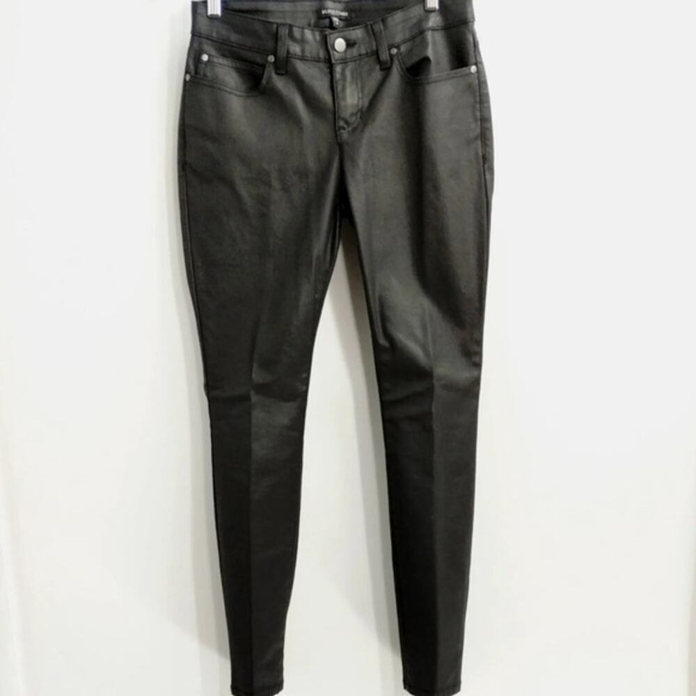 UEC EILEEN FISHER BLACK WAX COATED SKINNY JEANS SZ 6